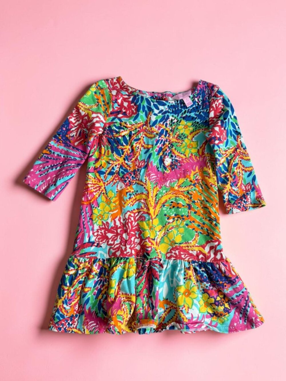 LILLY PULITZER Multicolor Coral Ruffle Dress Size Small